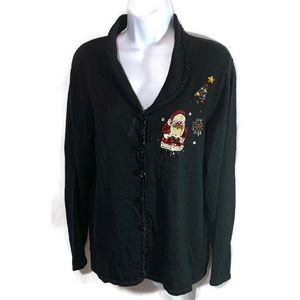 Mercer Street Studio Size Large Christmas Holiday Santa Bead Cardigan Tree